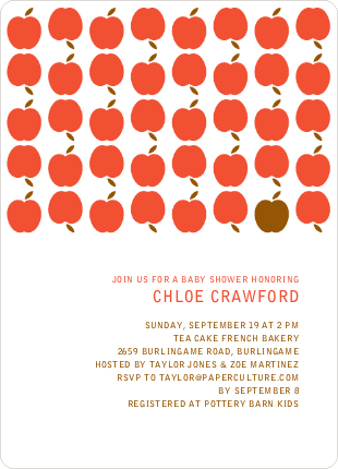 Organic Baby Shower Announcement - Creamy Red Organic Baby Shower Announcement - Creamy Red