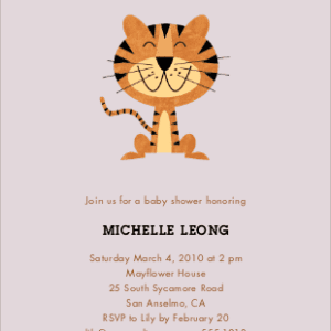 Tiger Baby Shower Invitations - Powdery Lilac